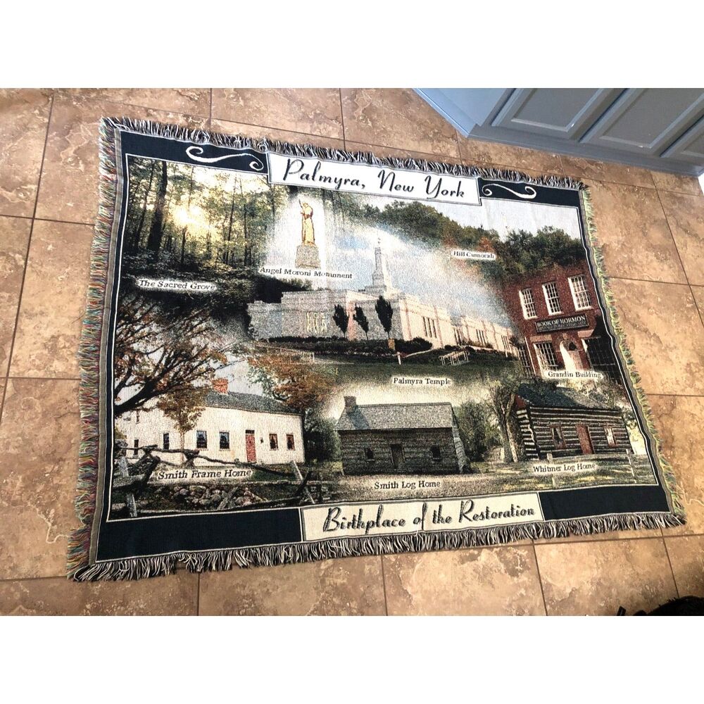 Palmyra NY Birthplace Restoration LDS Cotton Woven Tapestry Throw Blanket USA